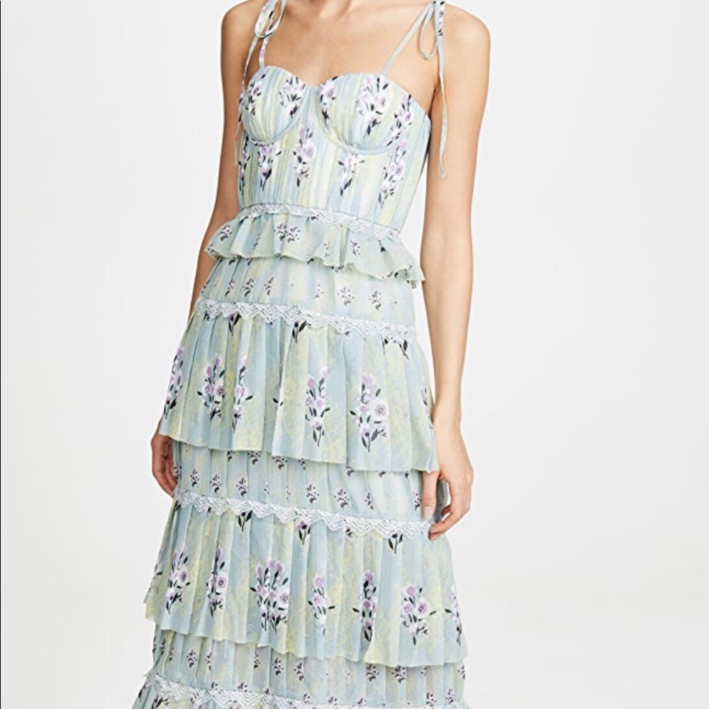 Tiered Floral Lace Printed Dress